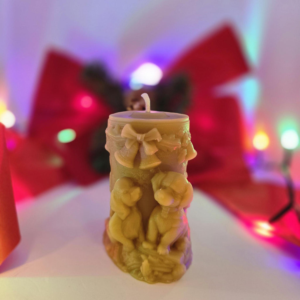 Puppies for Christmas Candle | Beeswax Candle