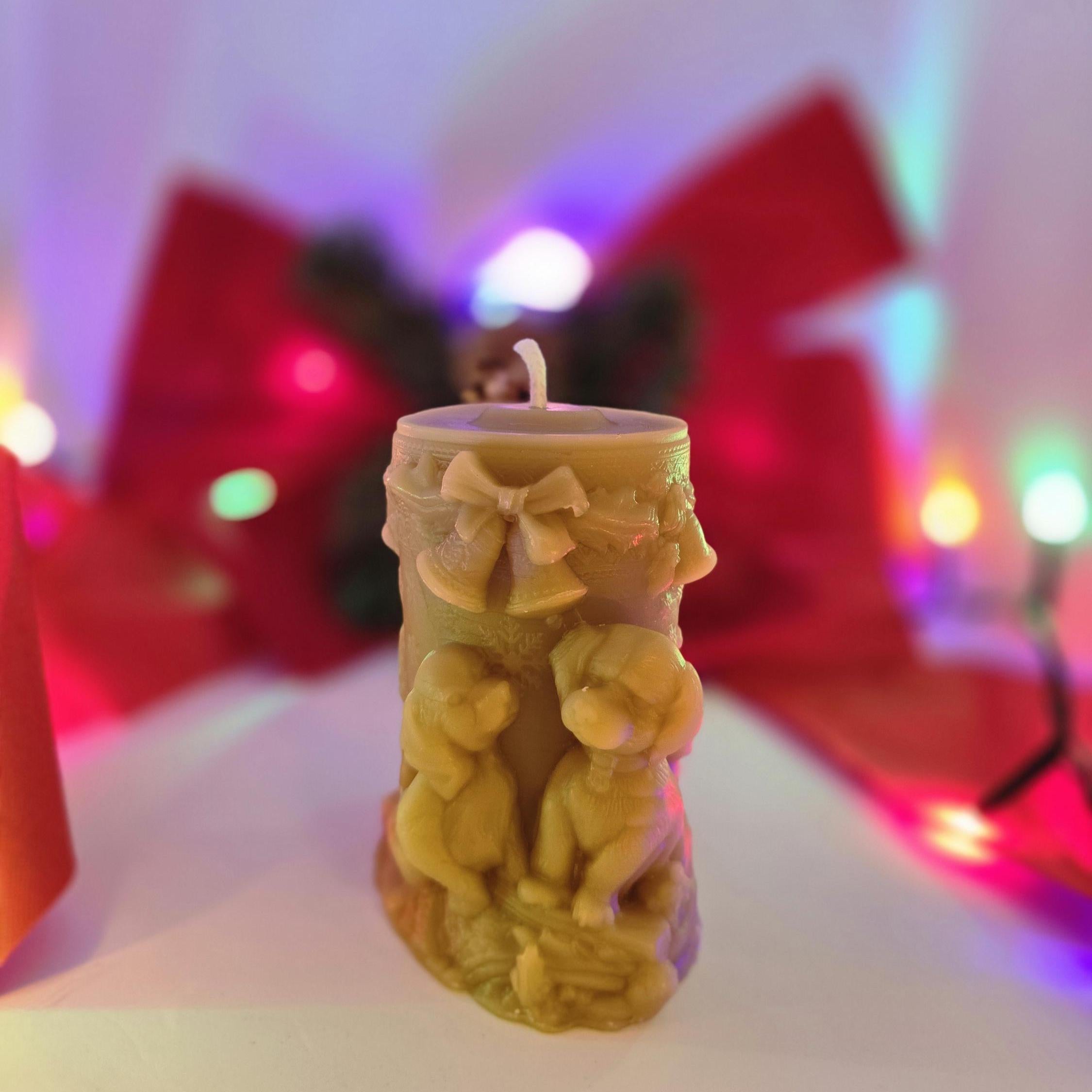Puppies for Christmas Candle | Beeswax Candle