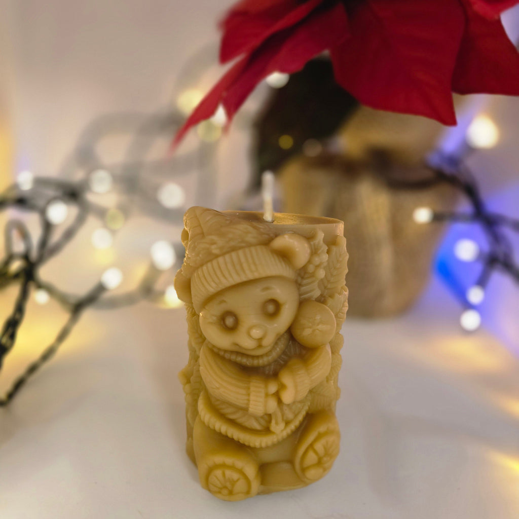 Cuddly Christmas Bear| The Season of  Light Collection| 100% Pure Beeswax