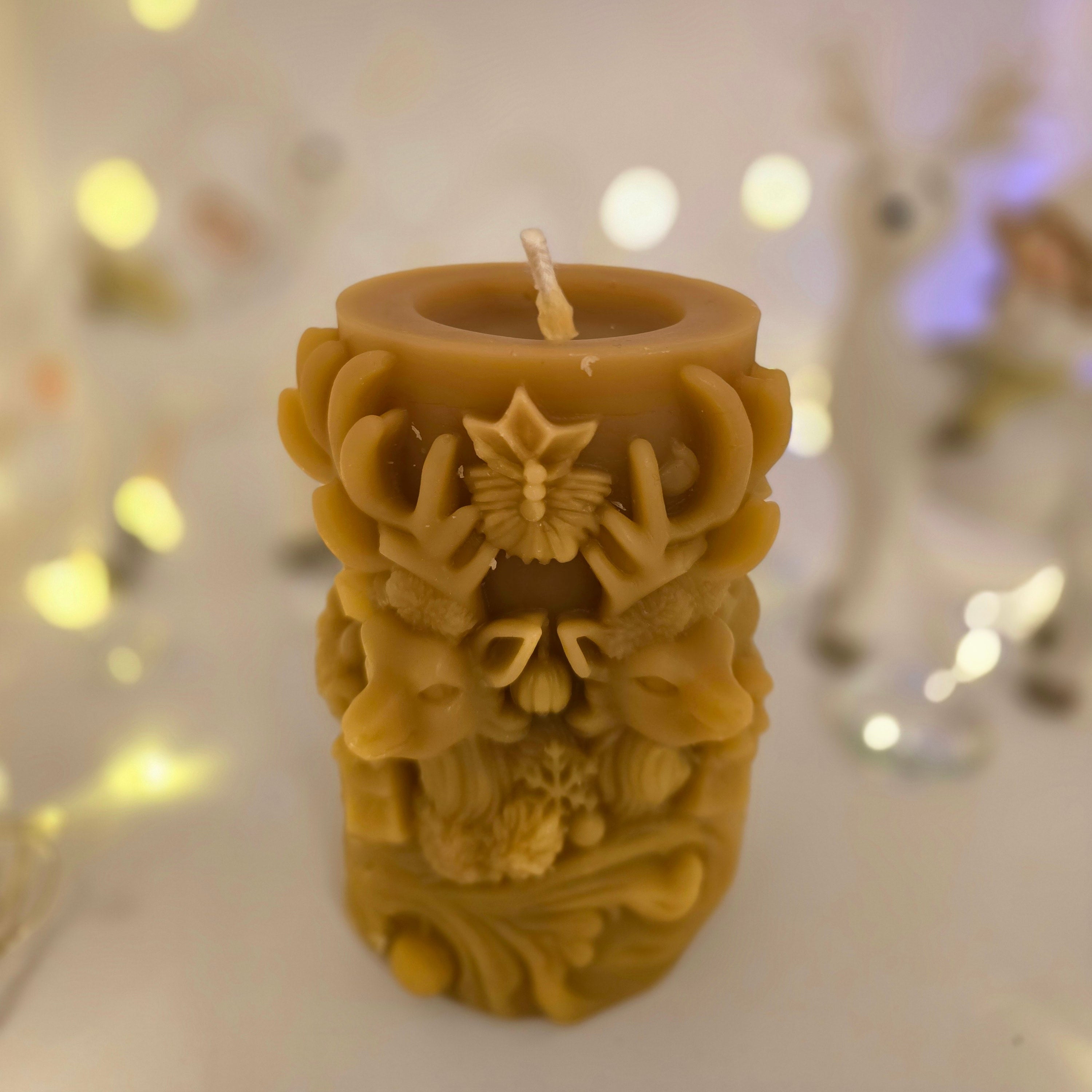 The Season of Light Reindeer Duo| 100% Beeswax Candles|