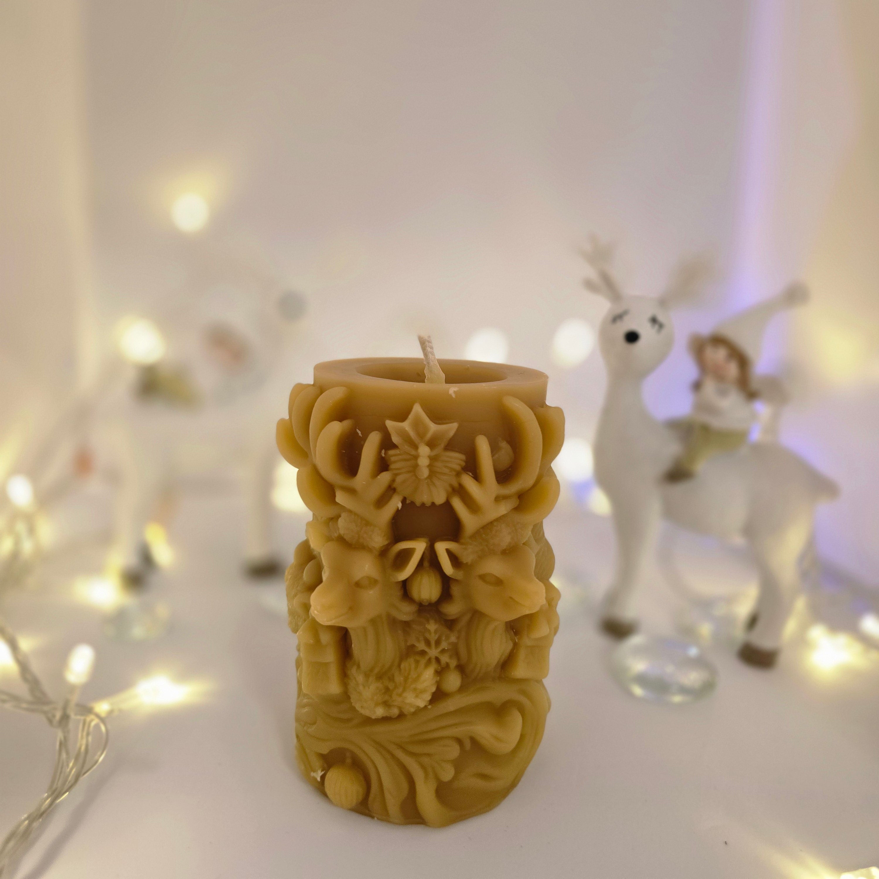 The Season of Light Reindeer Duo| 100% Beeswax Candles|