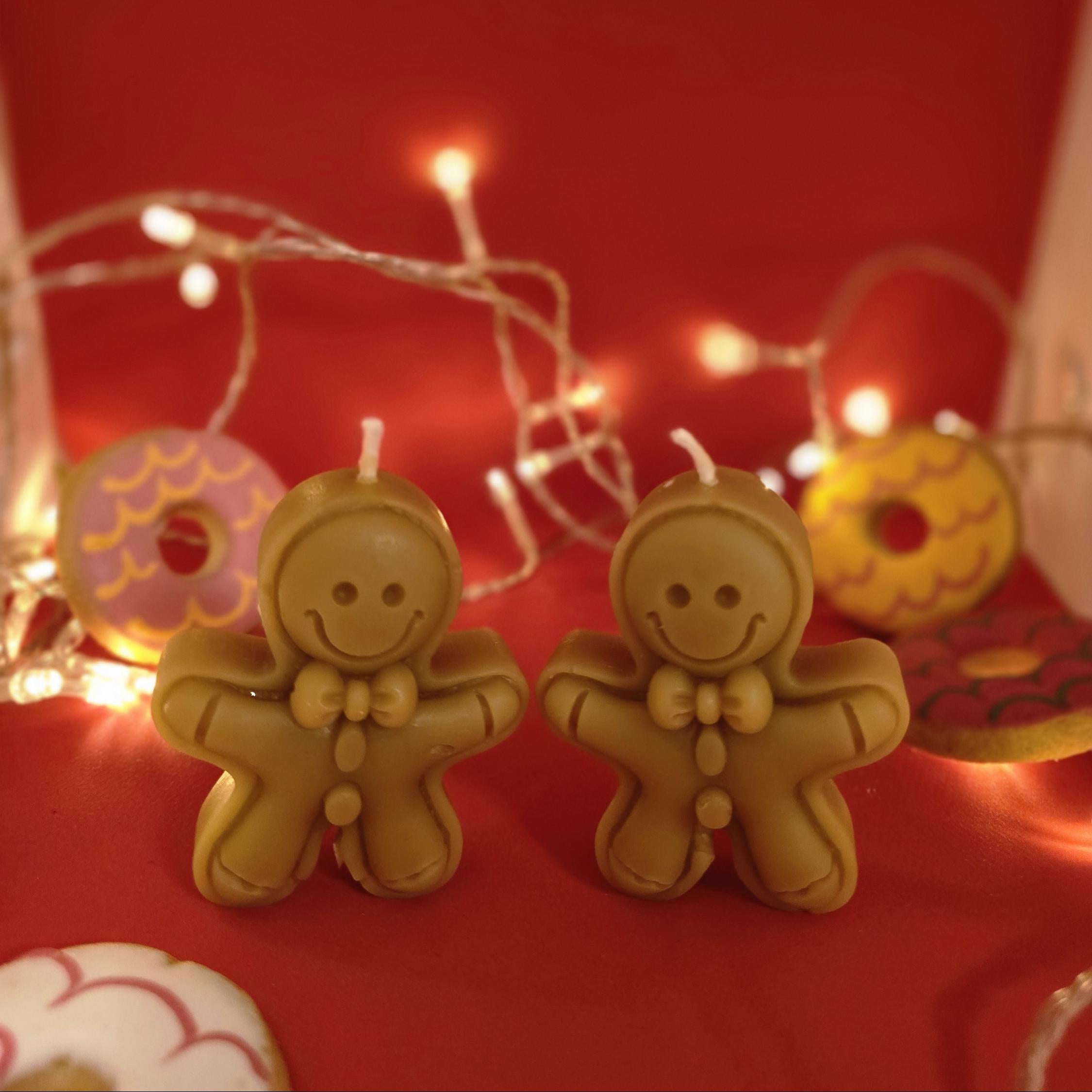 Sugar & Spice Gingerbread Men Candles | Gift Box | Beeswax Candles