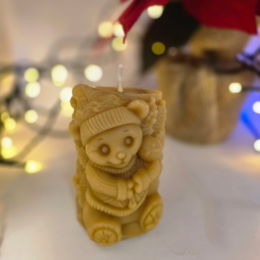 Cuddly Christmas Bear| The Season of  Light Collection| 100% Pure Beeswax