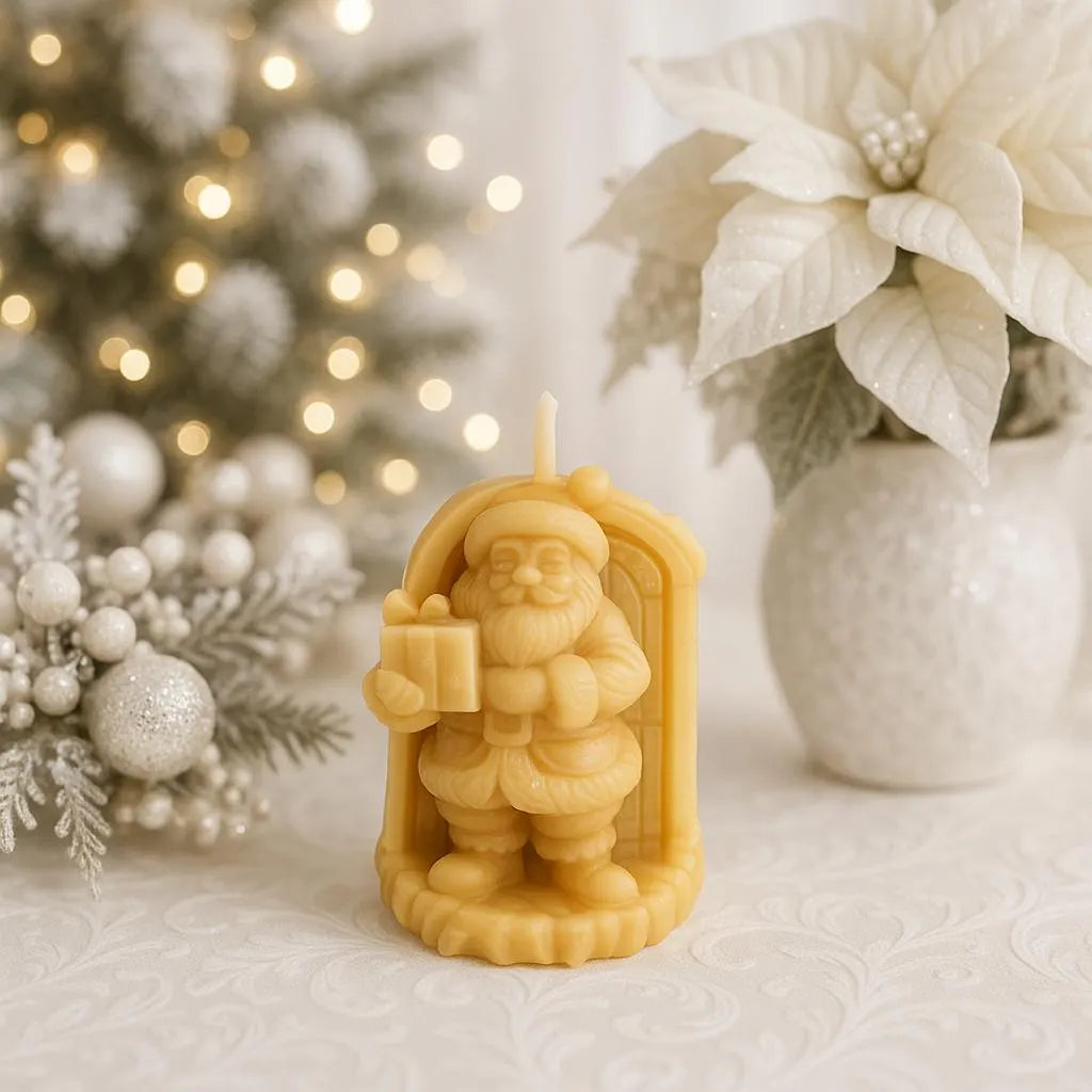 Holiday Cheer Santa & Presents Set | Christmas Gift Set | Beeswax Candles