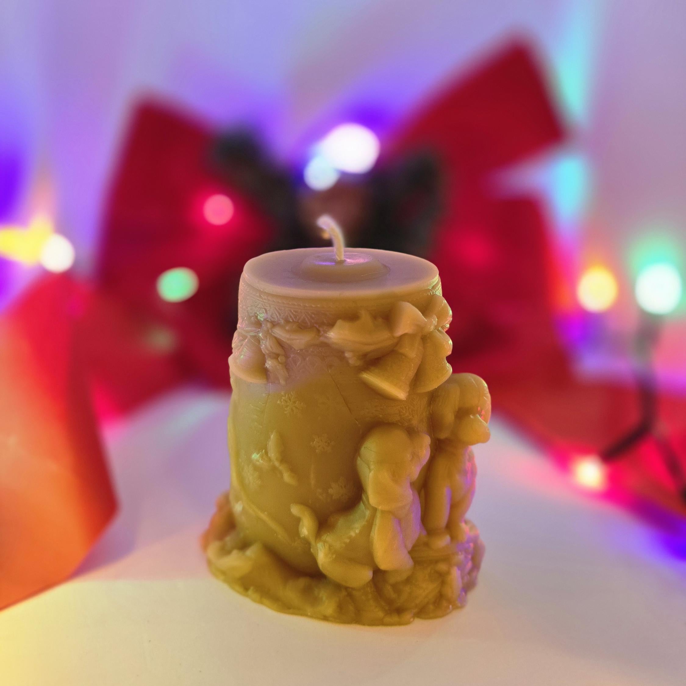 Puppies for Christmas Candle | Beeswax Candle