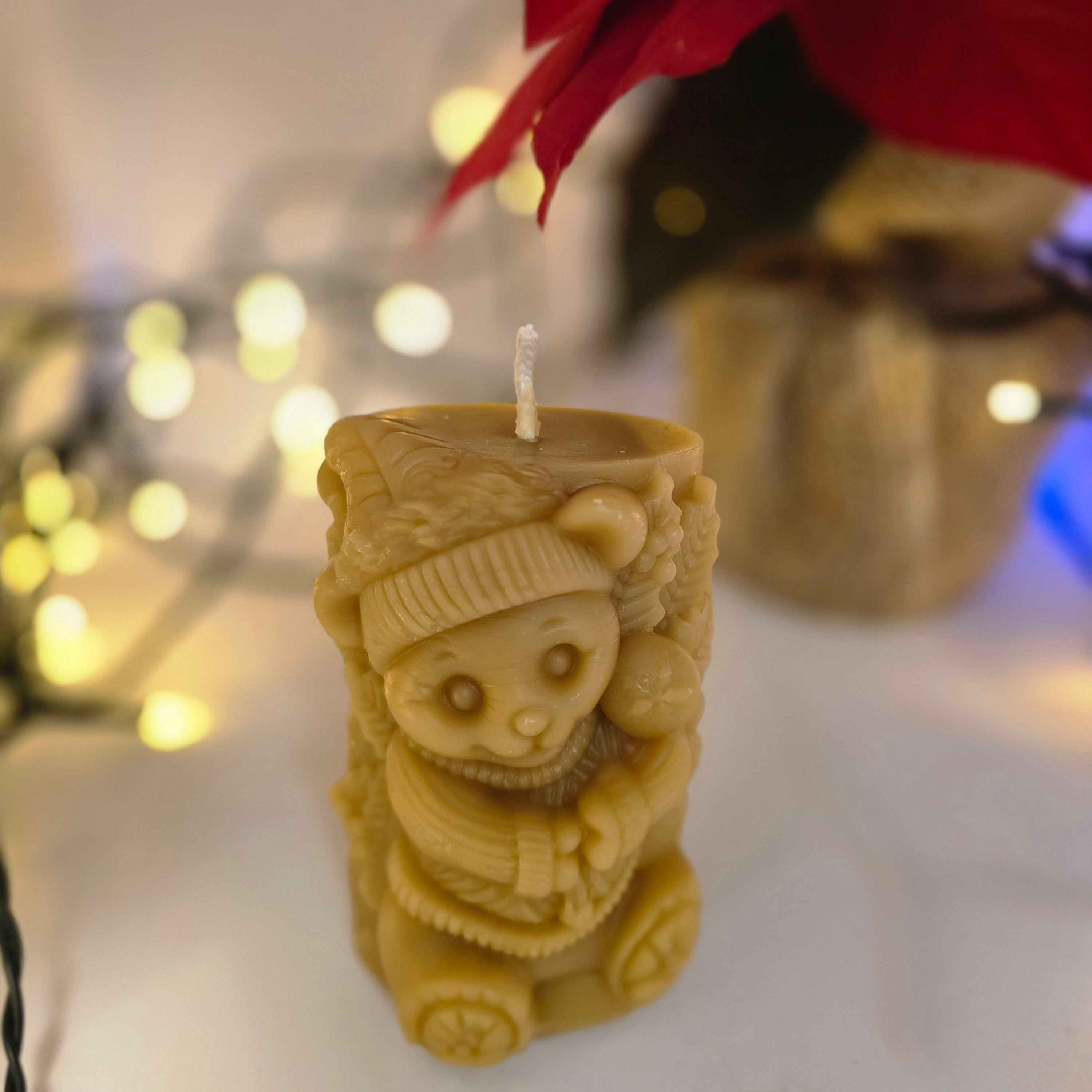 Cuddly Christmas Bear| The Season of  Light Collection| 100% Pure Beeswax