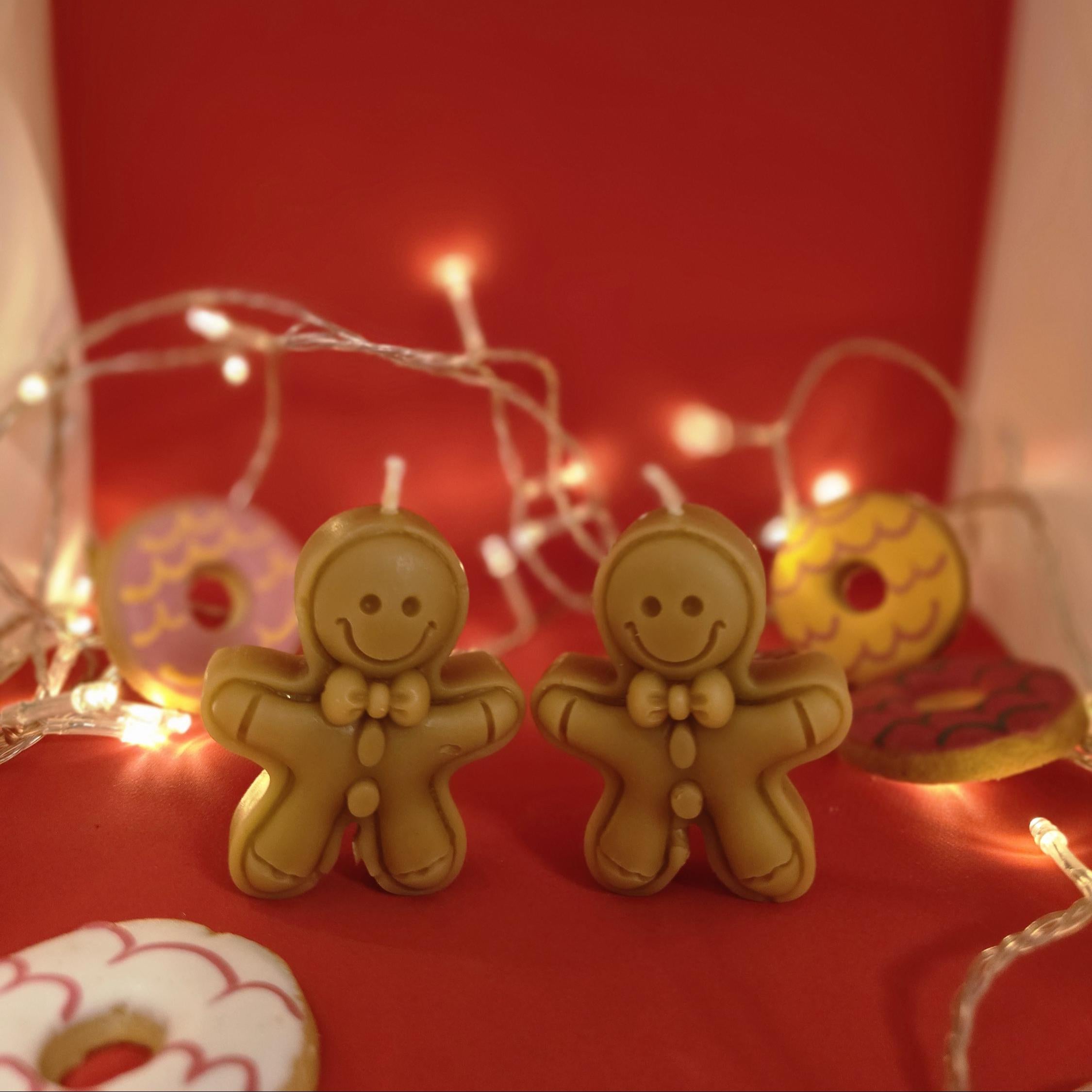 Sugar & Spice Gingerbread Men Candles | Gift Box | Beeswax Candles