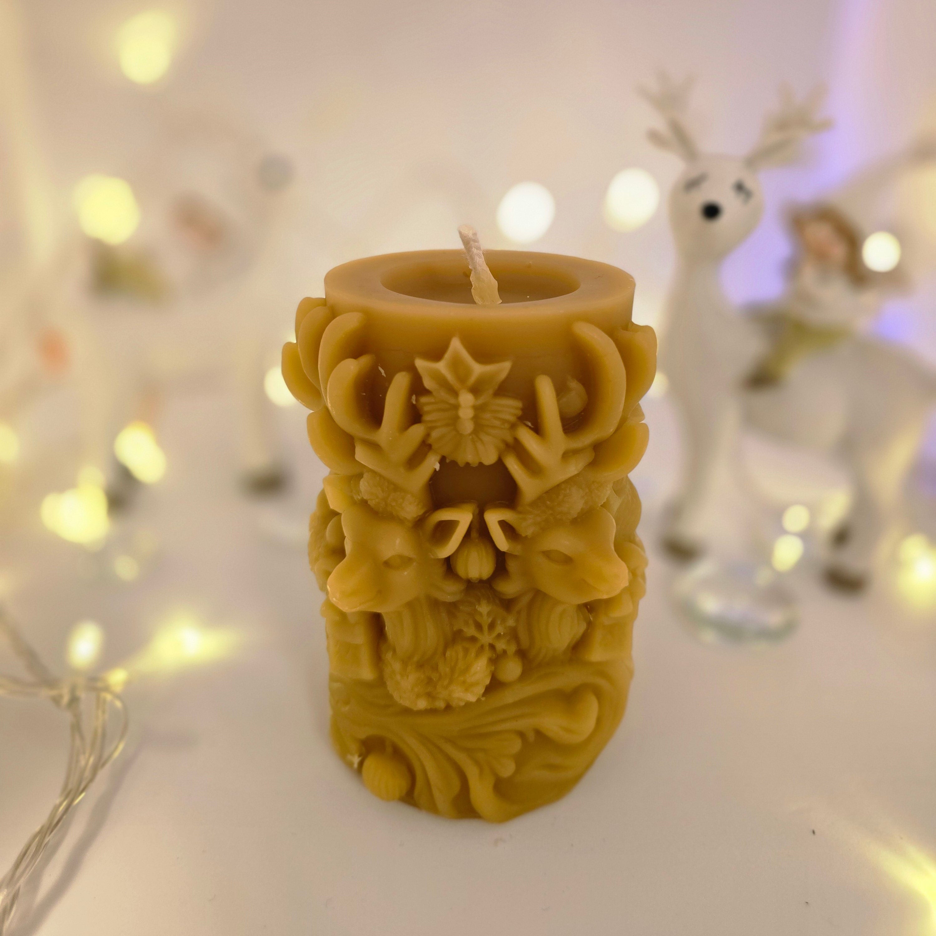 The Season of Light Reindeer Duo| 100% Beeswax Candles|