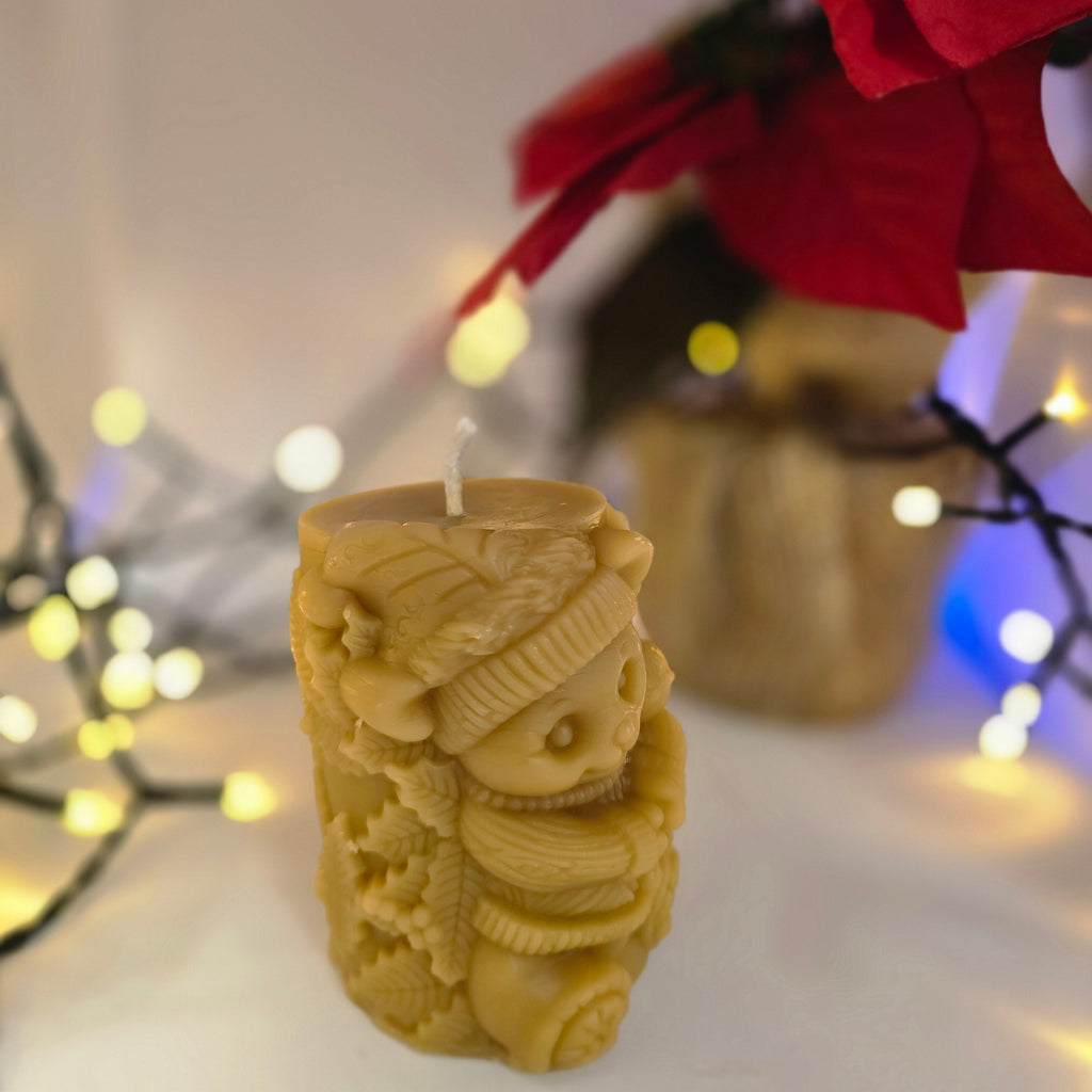 Cuddly Christmas Bear| The Season of  Light Collection| 100% Pure Beeswax