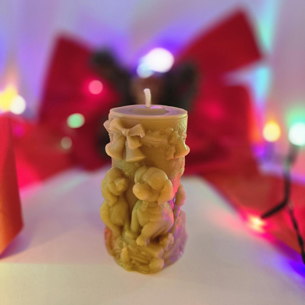 Puppies for Christmas Candle | Beeswax Candle
