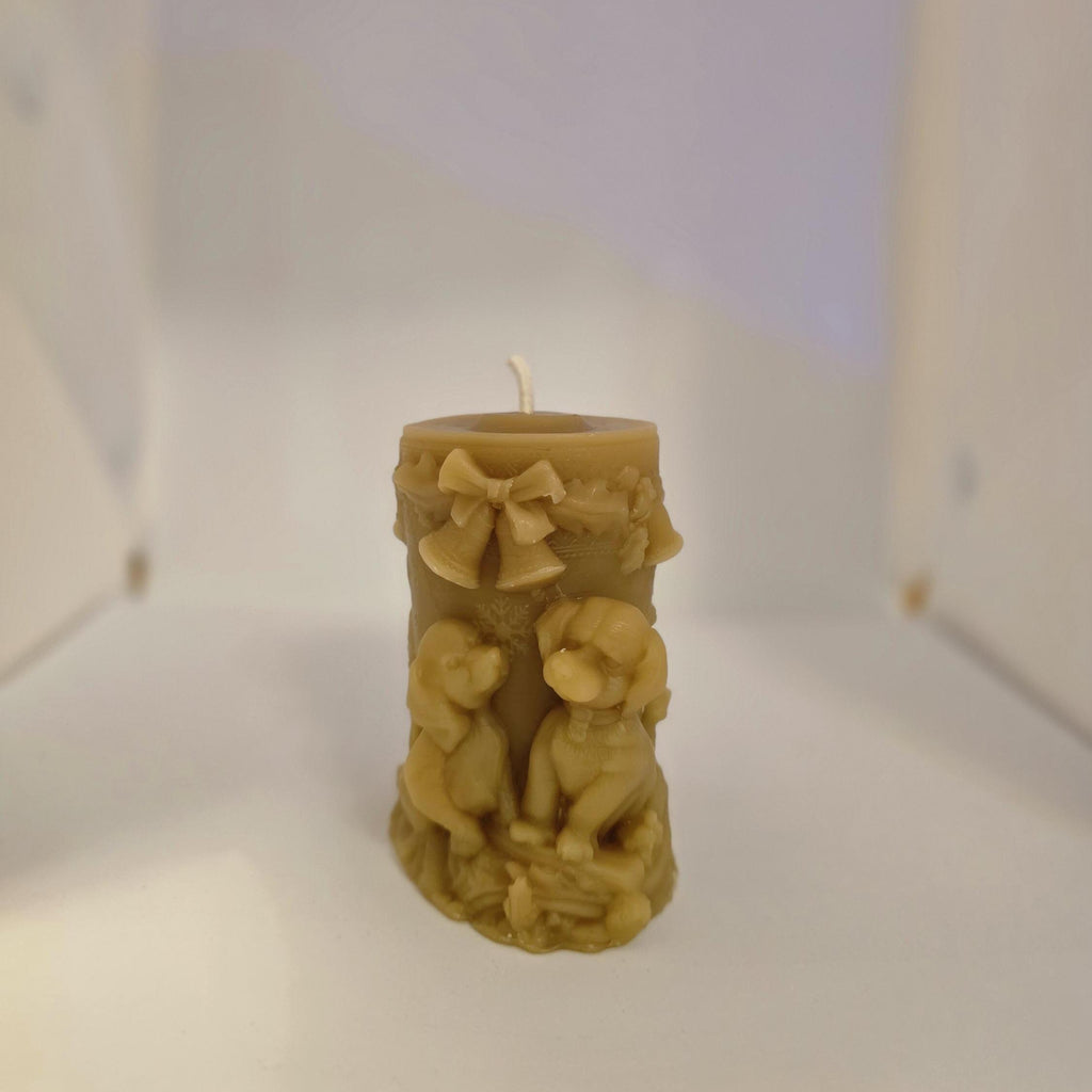 Puppies for Christmas Candle | Beeswax Candle