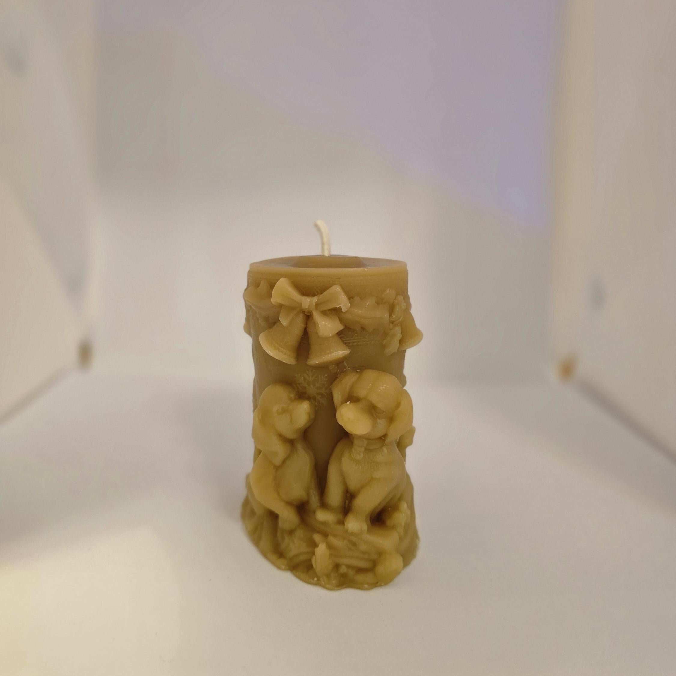 Puppies for Christmas Candle | Beeswax Candle