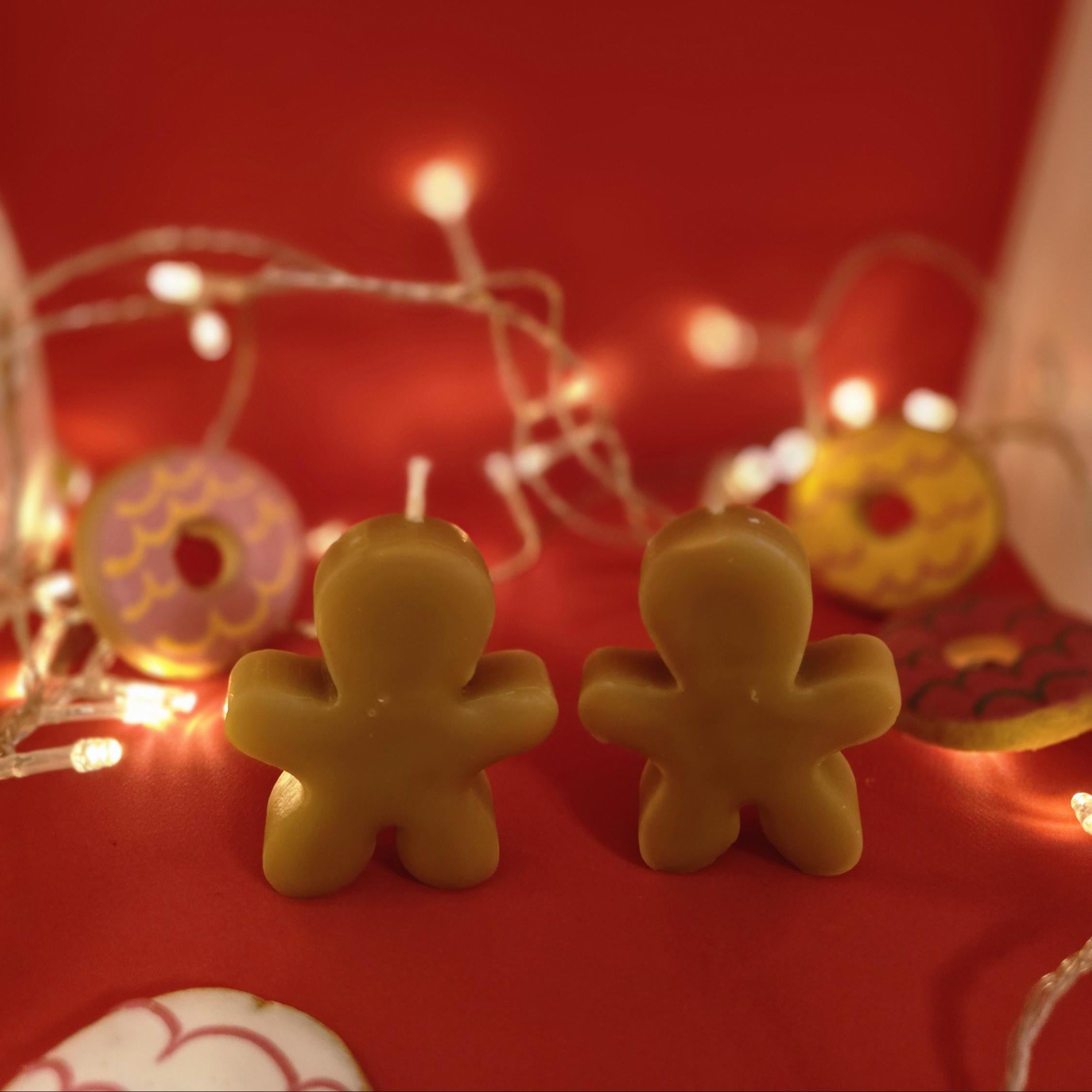 Sugar & Spice Gingerbread Men Candles | Gift Box | Beeswax Candles