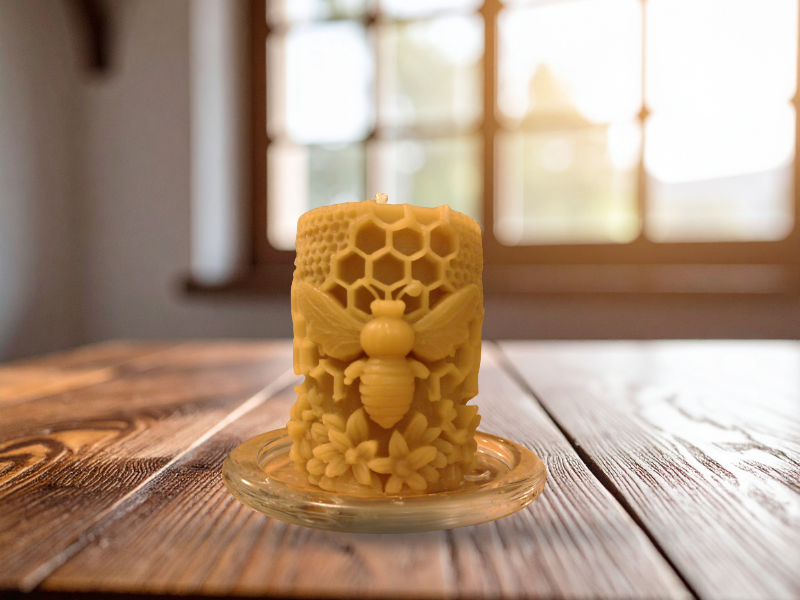 The Summers Honeycomb Bee (Signature Collection) – 100% Natural Beeswax Candle | Handcrafted from the Hive