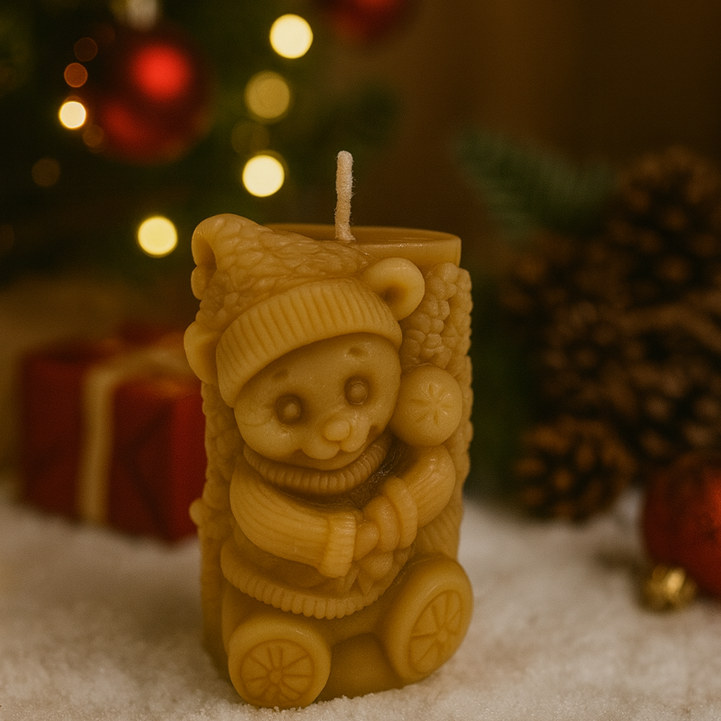 Cuddly Christmas Bear| The Season of  Light Collection| 100% Pure Beeswax