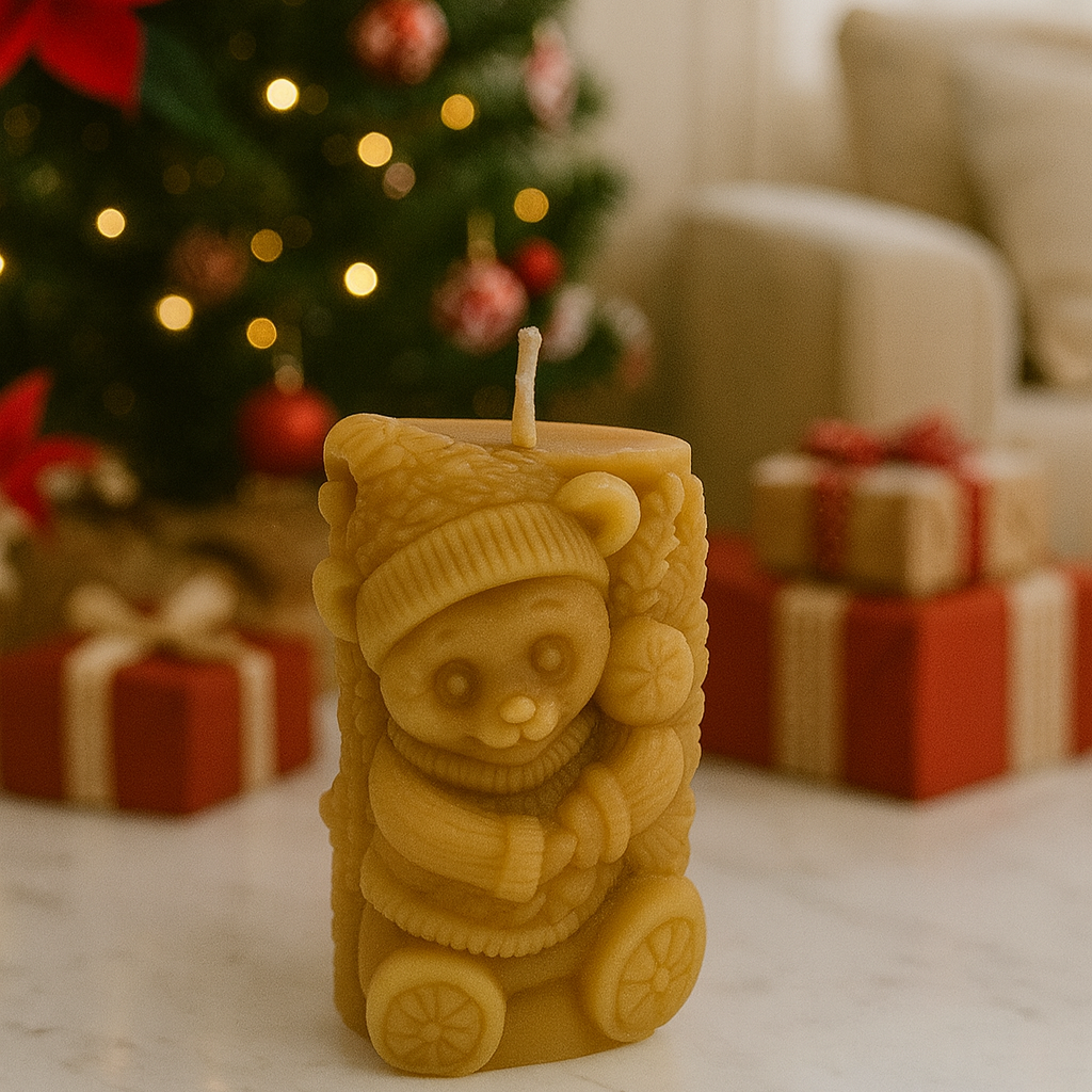 Cuddly Christmas Bear| The Season of  Light Collection| 100% Pure Beeswax
