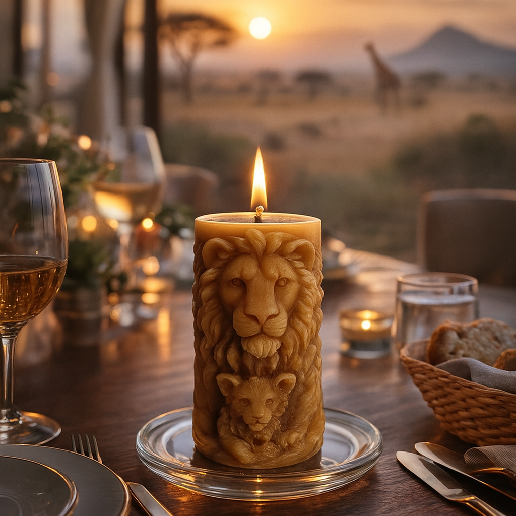 Lion King & Cubs |The Wildlight Collection | 100% Beeswax Candle