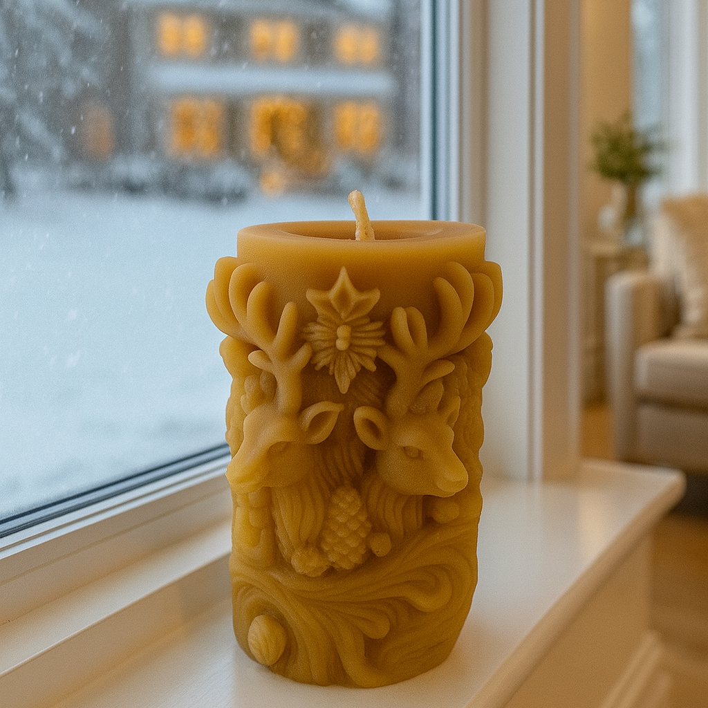 The Season of Light Reindeer Duo| 100% Beeswax Candles|