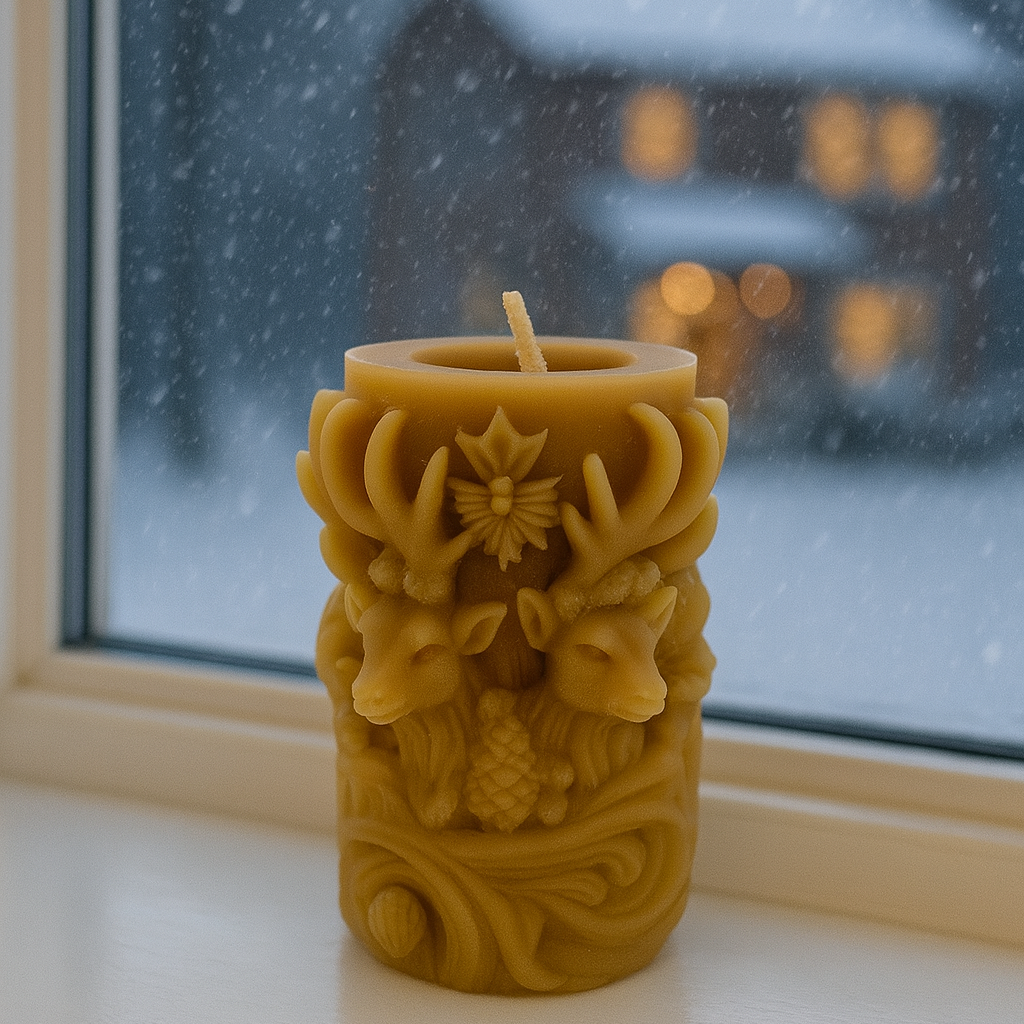The Season of Light Reindeer Duo| 100% Beeswax Candles|