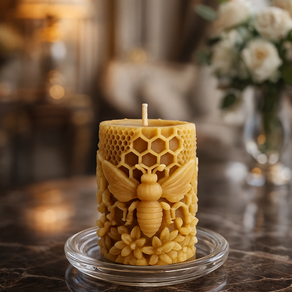 The Summers Honeycomb Bee | Signature Collection | 100% Natural Beeswax Candle