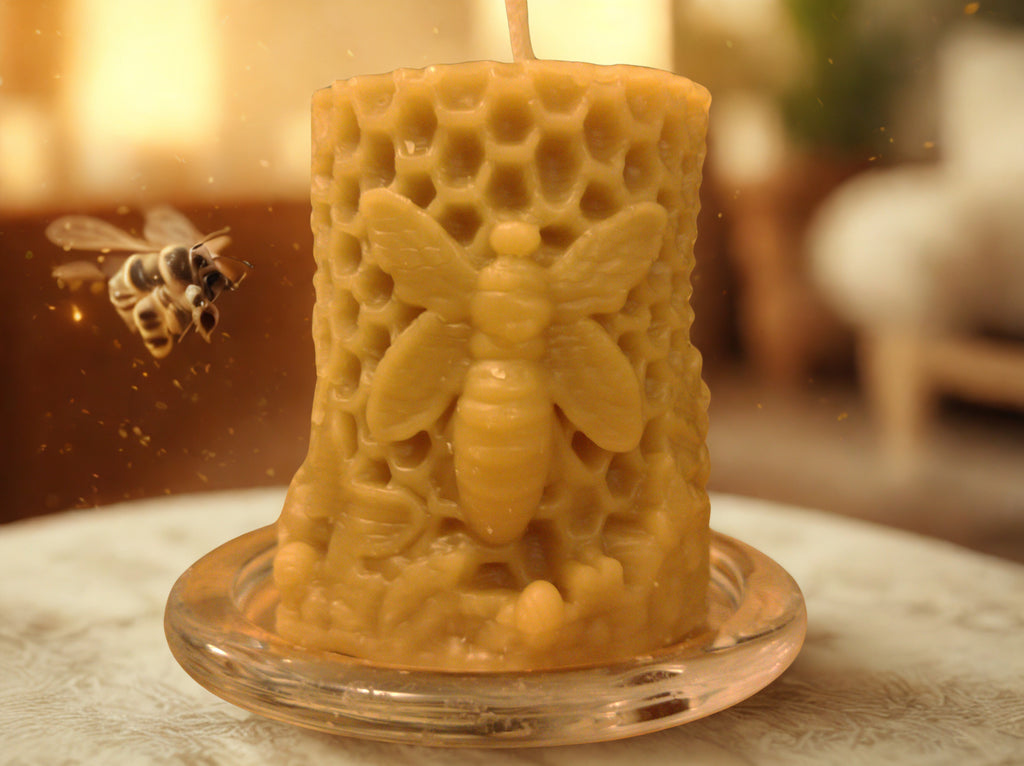 The Summers Queen Bee (Signature Collection) | 100% Pure Beeswax Candle | Natural Honeycomb Design | Artisan Made