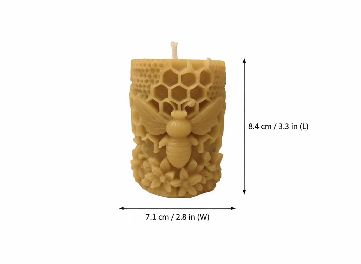The Summers Honeycomb Bee (Signature Collection) – 100% Natural Beeswax Candle | Handcrafted from the Hive