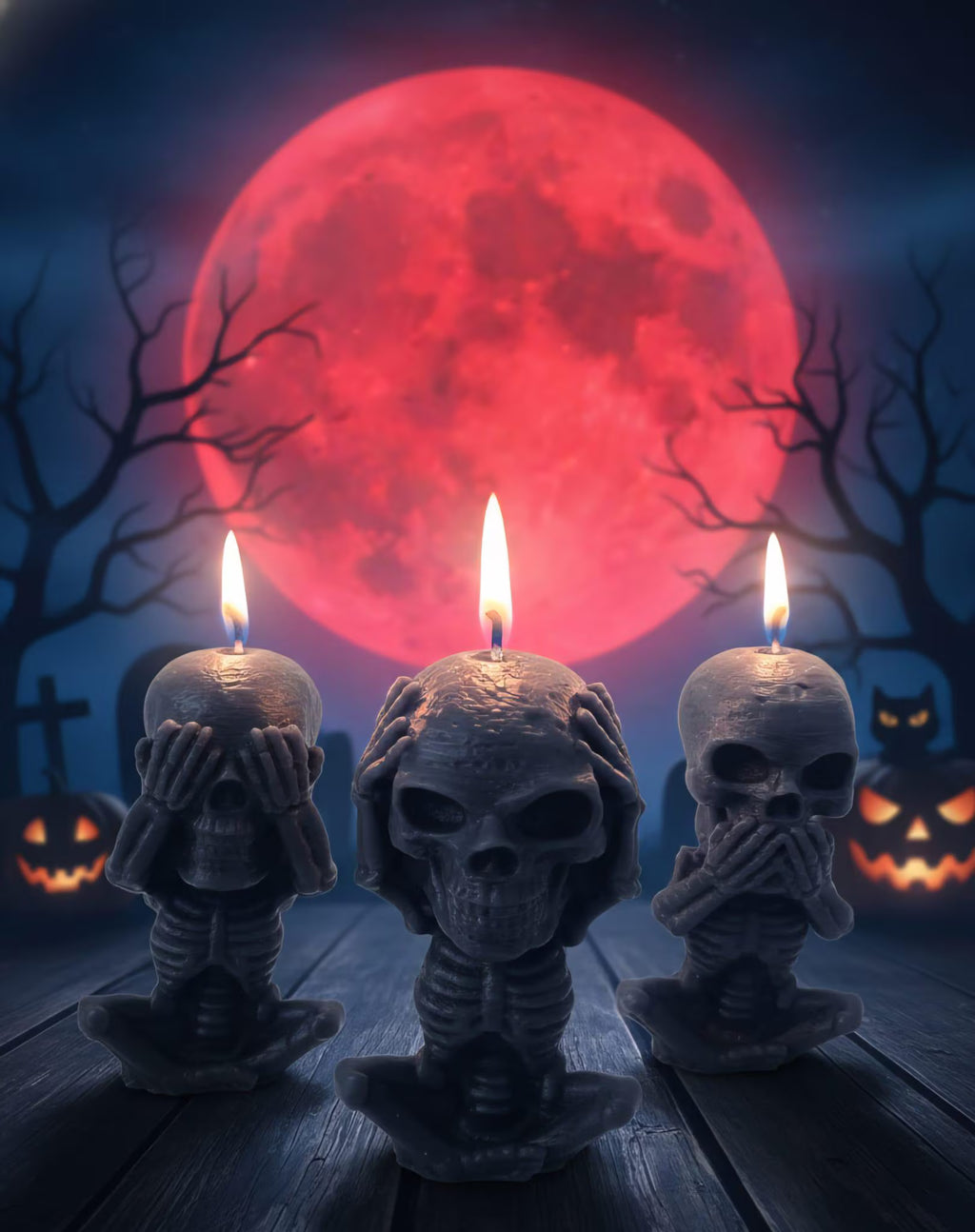 Halloween Beeswax Scented Candle Gift Box: 3 Skeletons