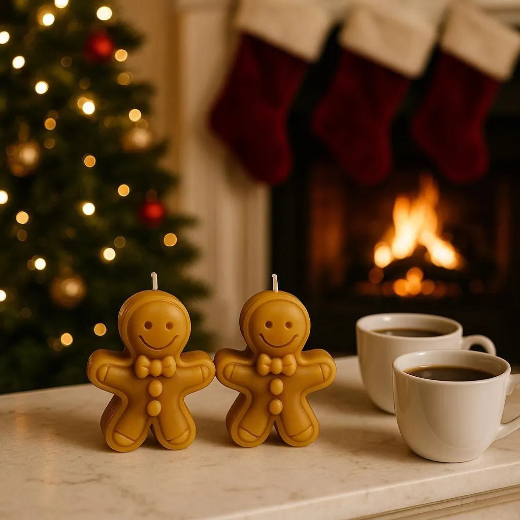 Sugar & Spice Gingerbread Men Candles | Gift Box | Beeswax Candles